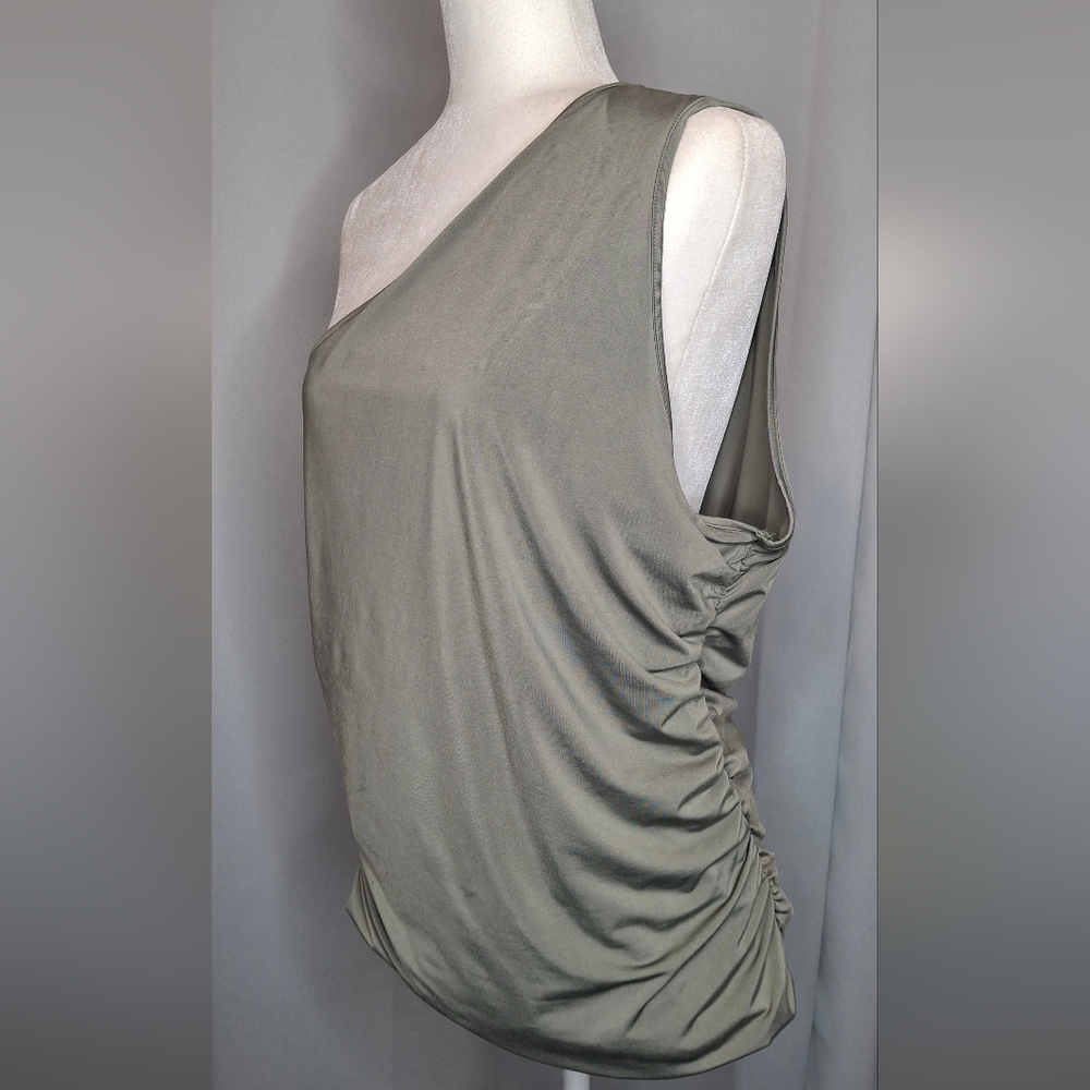 Express Women’s Size XL One Shoulder Top Brown And Sage Ruched Stretch Lot Of 2 - Picture 11 of 15